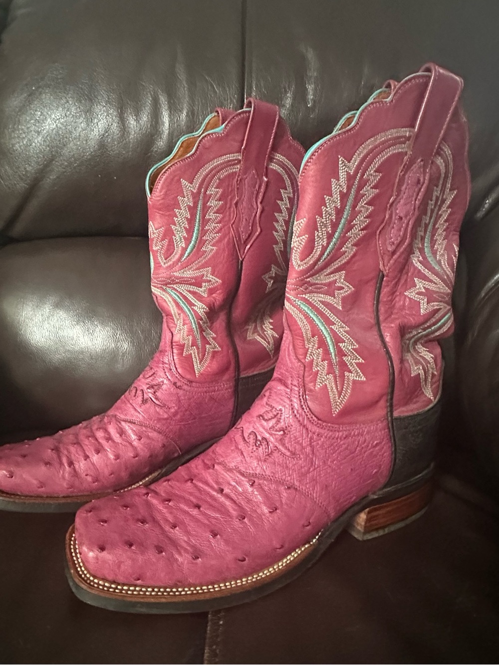 Lucchese exotic ostrich crepe sole cowboy boots